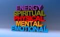 energy spiritual physical mental emotional on blue