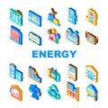 energy storage power battery icons set vector Royalty Free Stock Photo