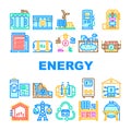 energy storage power battery icons set vector Royalty Free Stock Photo