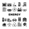 energy storage power battery icons set vector Royalty Free Stock Photo