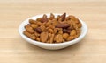 Energy trail mix blend in a small bowl