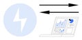 Energy Transfer Flow Represented With Lightning Bolt and Data Visualization on Laptop Screen Royalty Free Stock Photo