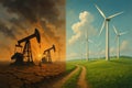Energy Transition: Fossil Fuels vs. Renewable Energy Royalty Free Stock Photo