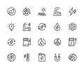 Energy types vector line icons. Isolated icon collection of energy types on white background. Different types of energy vector