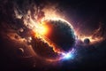 energy of the universe in a giant explosion, with planets and stars destroyed Royalty Free Stock Photo