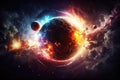 energy of the universe in a giant explosion, with planets and stars destroyed Royalty Free Stock Photo