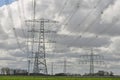 Energy: Utility Lines in Cloudy Sky Royalty Free Stock Photo