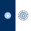 Energy, Water, Power, Nature  Icons. Flat and Line Filled Icon Set Vector Blue Background Royalty Free Stock Photo