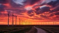 energy wind farm sunset Royalty Free Stock Photo