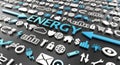 `energy` word with 3d icons