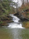 Enfield gorge trail waterfall at Robert H. Treman State Park in winter Royalty Free Stock Photo