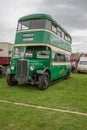 Vintage AEC Regent 1 double-decker green bus