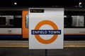 Enfield Town train destination sign, Enfield Town train station, Uk Royalty Free Stock Photo