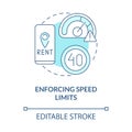 Enforcing speed limits blue concept icon Royalty Free Stock Photo