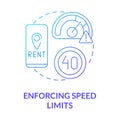 Enforcing speed limits blue gradient concept icon