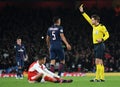 German FIFA Referee Felix Brych shows a yellow card Royalty Free Stock Photo