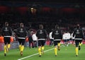 FIFA Referees warming up before Champions League game Royalty Free Stock Photo