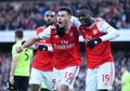 Gabriel Martinelli of Arsenal FC celebrates a goal with Nicolas Pepe