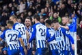 Pascal Gross of Brighton and Hove Albion celebrates goal