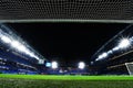 View of Stamford Bridge seen from inside the goal