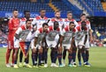 Olympique Lyon starting players line up Royalty Free Stock Photo