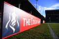 The Emirates FA Cup banner on Craven Cottage stadium Royalty Free Stock Photo