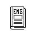 Black line icon for Eng, education and textbook