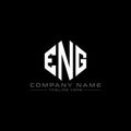 ENG letter logo design with polygon shape. ENG polygon and cube shape logo design. ENG hexagon vector logo template white and Royalty Free Stock Photo