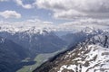 Engadin valley near Pfunds mountain village on Inn river, Austria Royalty Free Stock Photo