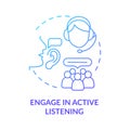 Engage in active listening blue gradient concept icon Royalty Free Stock Photo