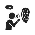 Engage in gossip black glyph icon. Insult, bad attitude concept. Sign for web page, mobile app, button, logo