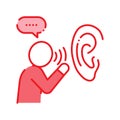 Engage in gossip black line icon. Insult, bad attitude concept. Sign for web page, mobile app, button, logo. Editable