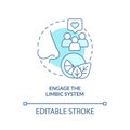 Engage limbic system turquoise concept icon