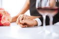 Engaged couple with wine glasses Royalty Free Stock Photo