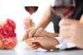 Engaged couple with wine glasses Royalty Free Stock Photo