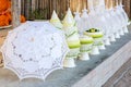 Engagement bowl for Thai engagement ceremony. bride price set, made from banana leaf and garland in thai wedding ceremony for con