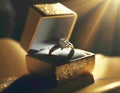 Engagement diamond ring in jewelry gift box