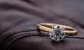 Engagement Diamond Ring on Leather Background Royalty Free Stock Photo