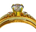 Engagement gold ring with jewelry gem.