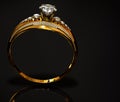 Engagement gold ring with jewelry gem.