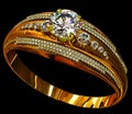 Engagement gold ring with jewelry gem.
