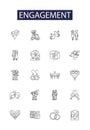 Engagement line vector icons and signs. Commitment, Interaction, Resonance, Ceremony, Fascination, Cooperation