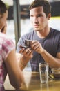 Engagement ring in cafe Royalty Free Stock Photo