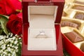 Engagement Ring With Chocolates and Roses Royalty Free Stock Photo