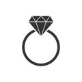 Engagement ring with diamond vector icon in flat style. Wedding Royalty Free Stock Photo