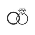 Engagement ring with diamond vector icon in flat style. Wedding Royalty Free Stock Photo