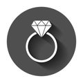 Engagement ring with diamond vector icon in flat style. Wedding Royalty Free Stock Photo