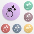 Engagement ring and hearts badge color set icon. Simple glyph, flat vector of valentine\'s day- wedding icons for ui and ux, Royalty Free Stock Photo