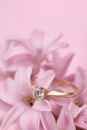 Engagement ring on hyacinth