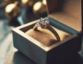 Engagement ring in jewelry gift box